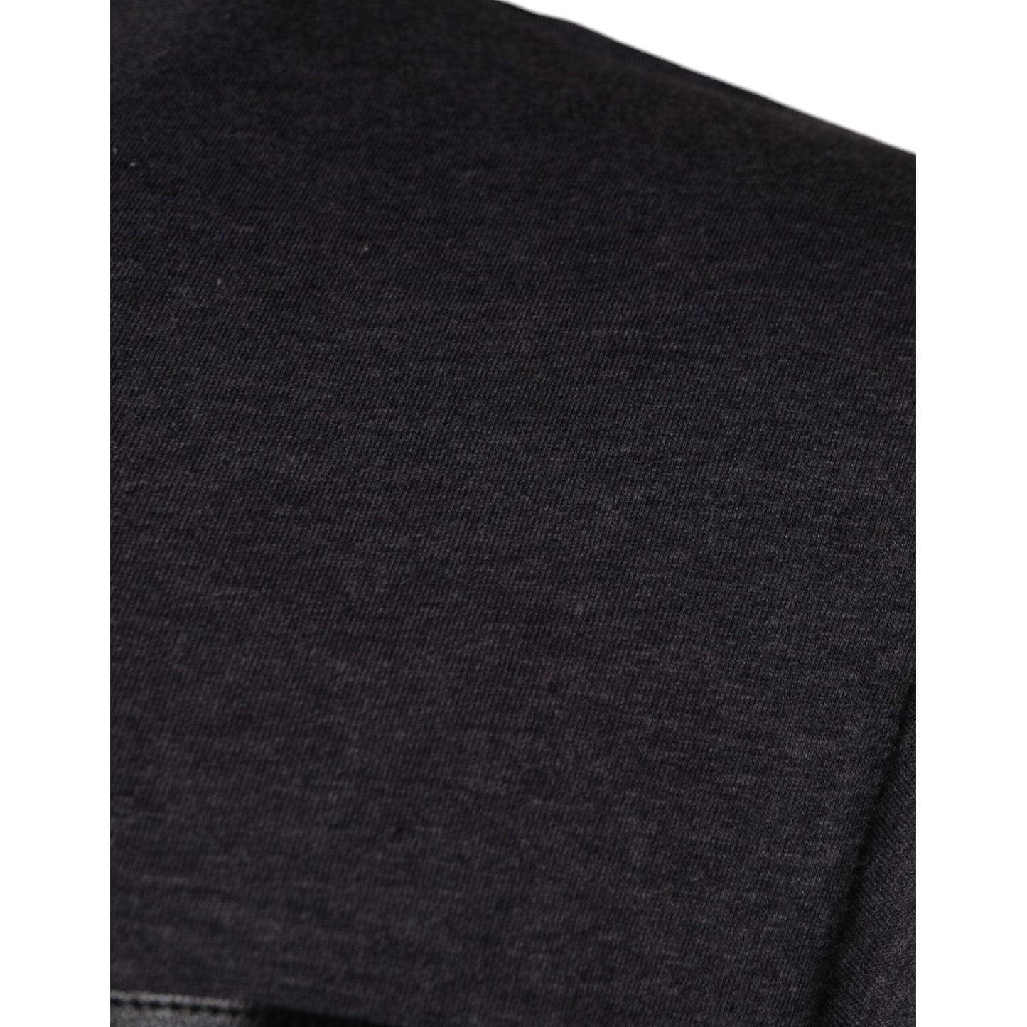 Close-up of gray Dolce & Gabbana cotton crew neck t-shirt fabric showing texture and color.