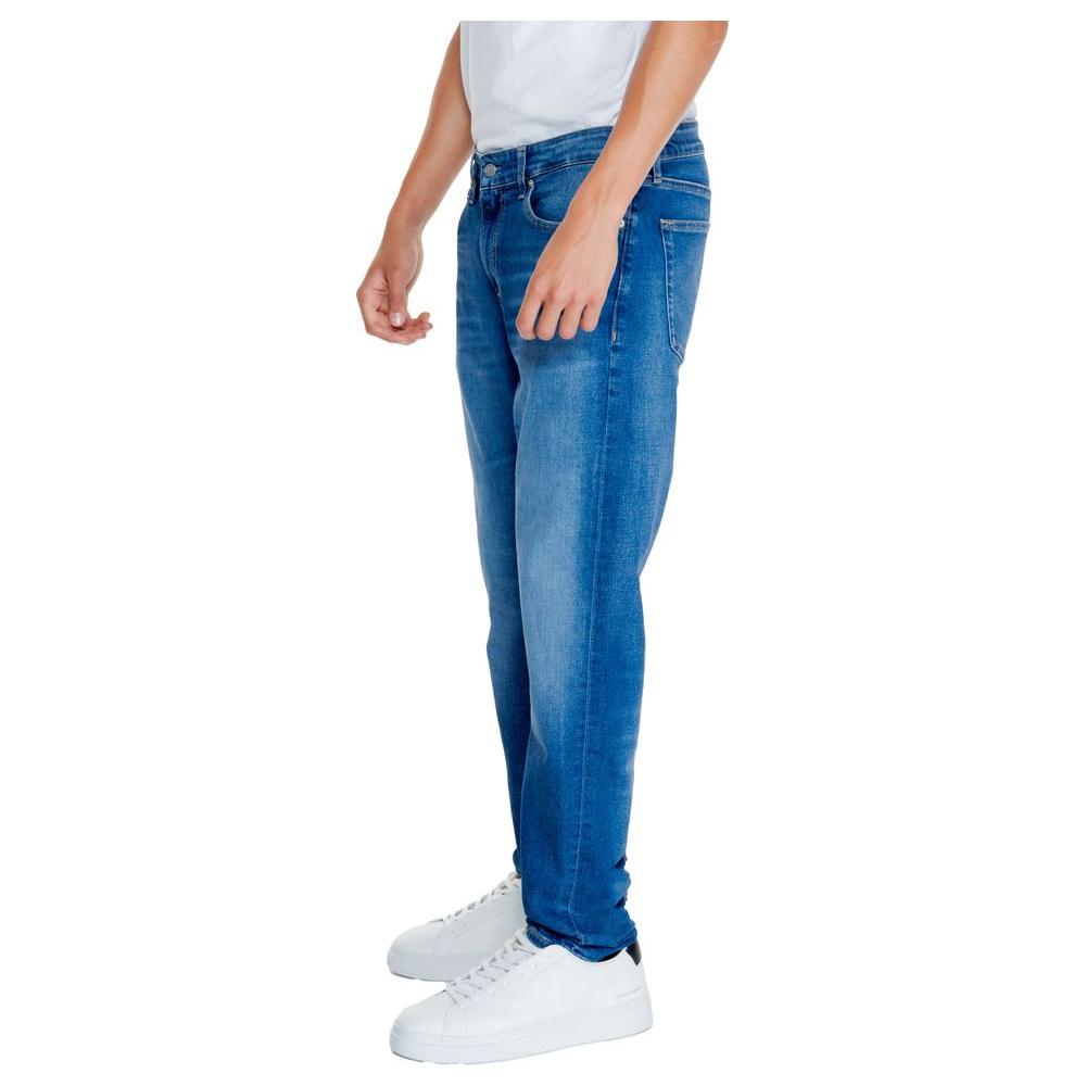Calvin Klein Jeans Blue Recycled Cotton Jeans & Pant Calvin Klein Jeans Light Gray