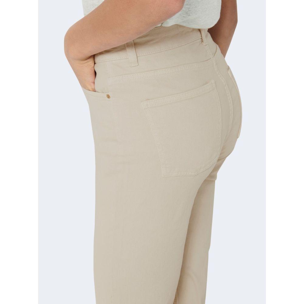Only Beige Cotton Jeans & Pant Only Light Gray