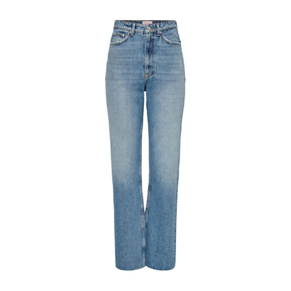 Light blue women's baggy jeans for autumn/winter, made of 80% cotton and 20% recycled cotton, showcasing a stylish and eco-friendly design.