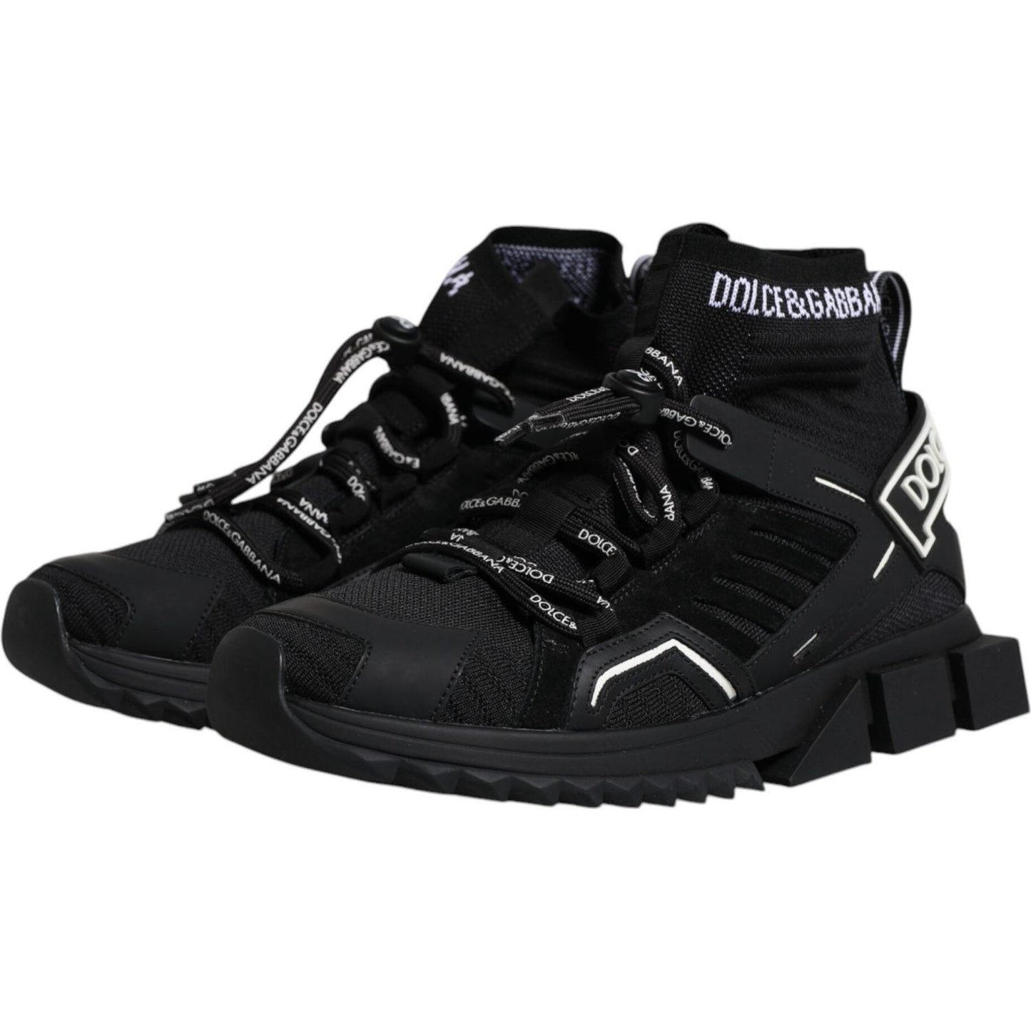 Dolce & Gabbana Black Sorrento Logo Men Sneakers Socks Shoes Dolce & Gabbana Black
