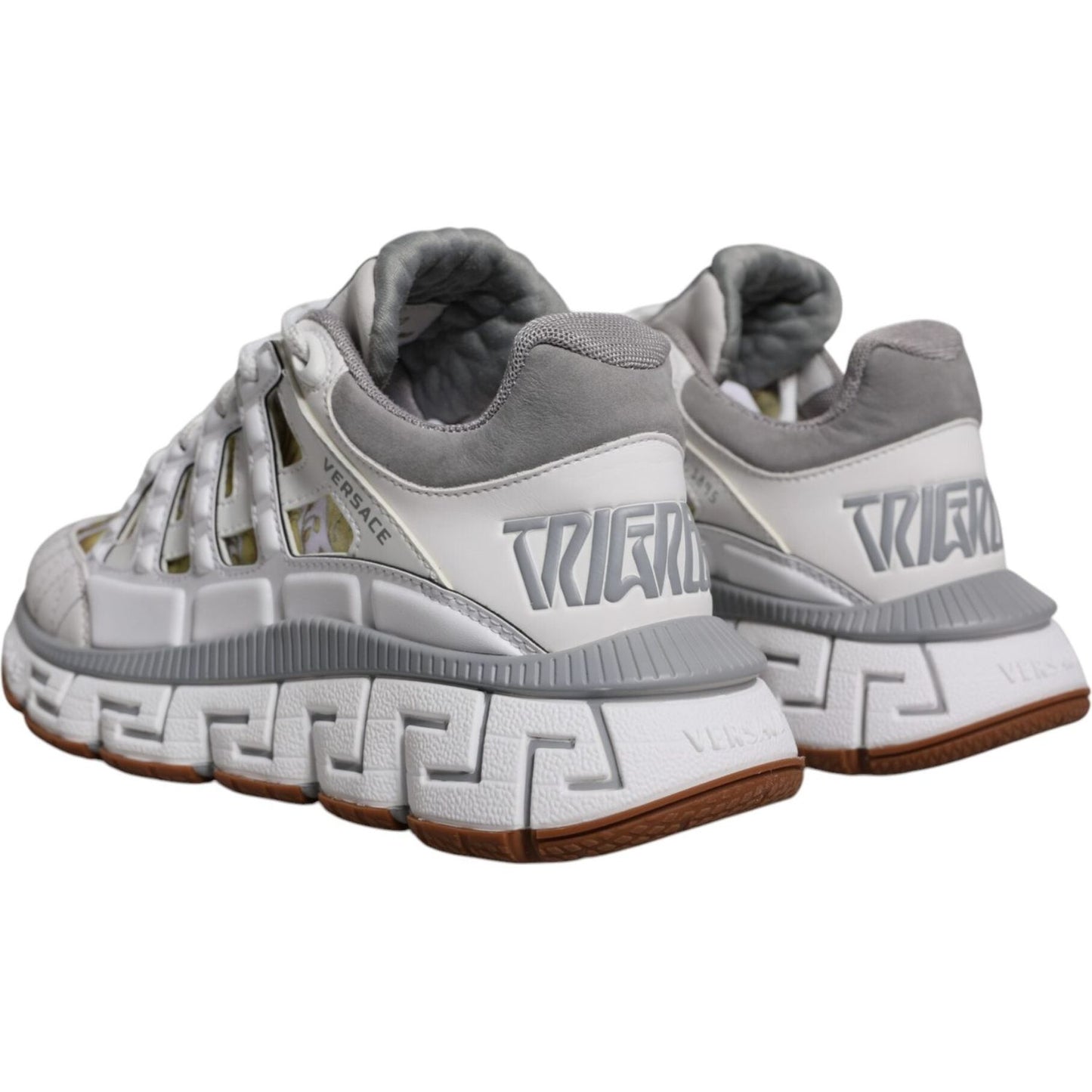 Versace White Trigreca Barocco Print Low Top Sneakers Shoes Versace Dark Gray