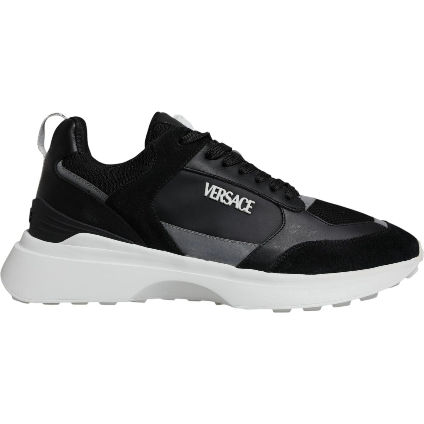 Versace Black Canvas Quad Fabric Medusa Low Top Sneaker Shoes Versace Black