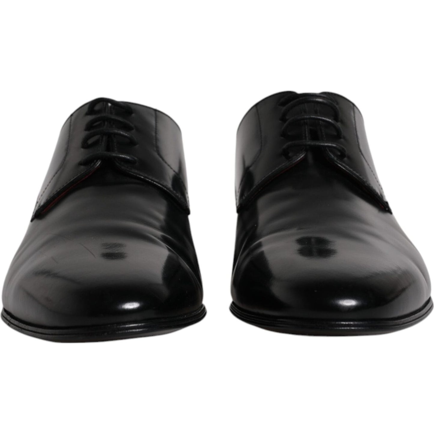 Dolce & Gabbana Black Leather Lace Up Men Derby Formal Shoes Dolce & Gabbana Dark Slate Gray