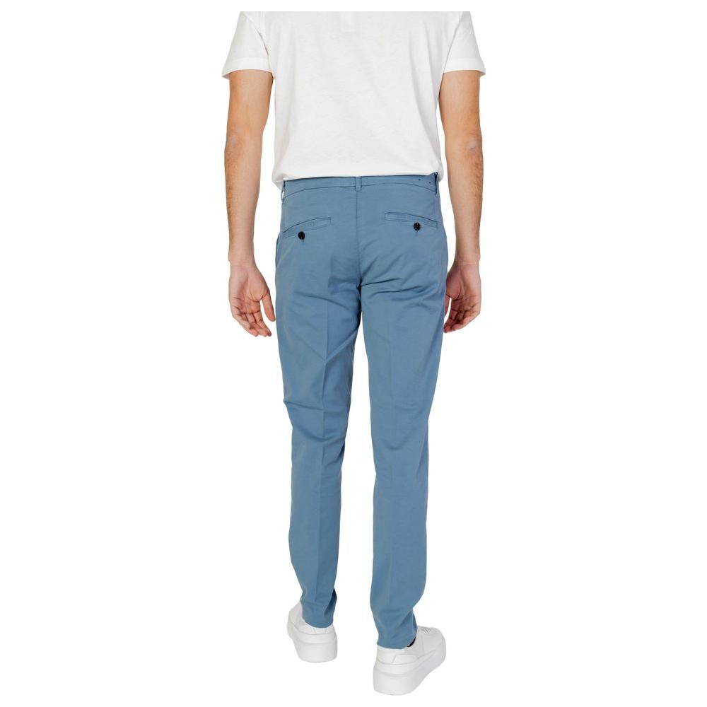 Back view of Antony Morato blue cotton skinny pants for men, spring/summer collection. 98% cotton, 2% elastane fabric.