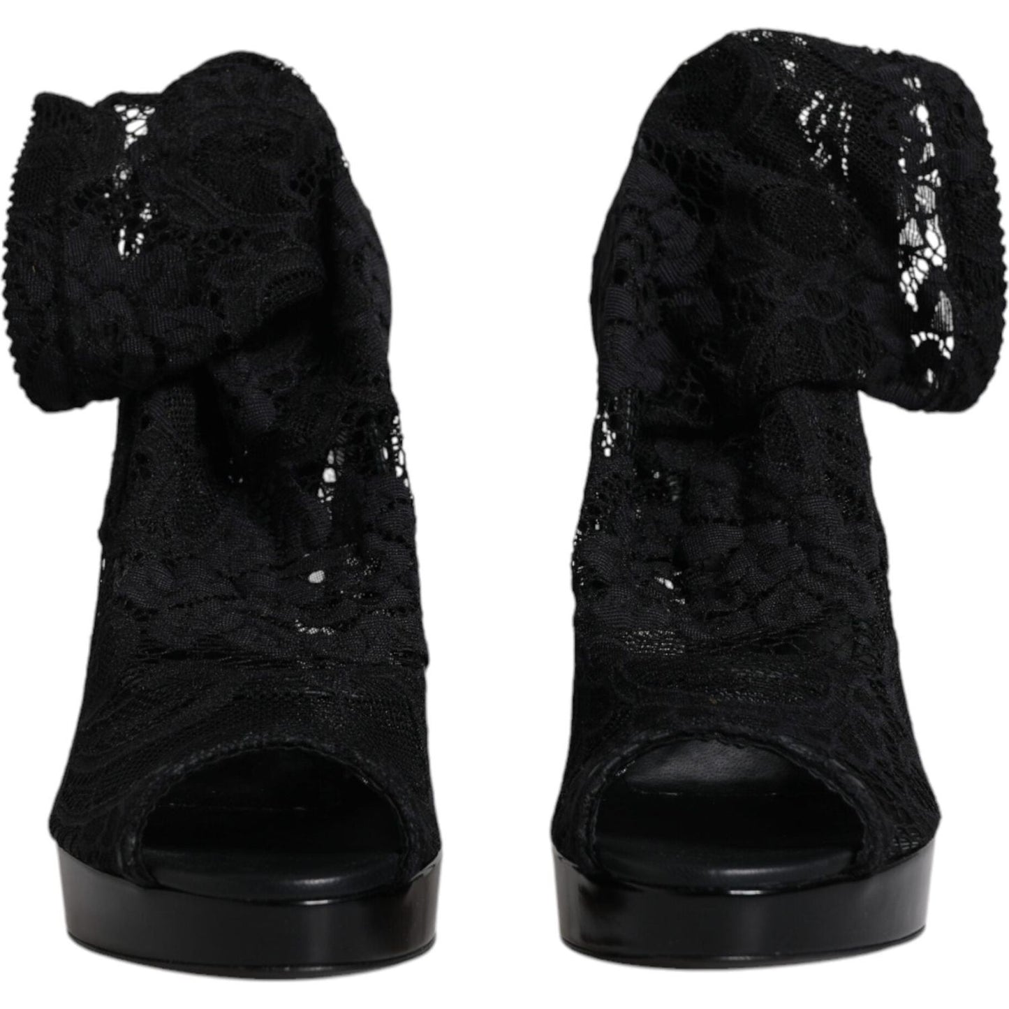 Dolce & Gabbana black Taormina lace stretch sock boots, luxurious Italian craftsmanship, black lace detailing, leather sole