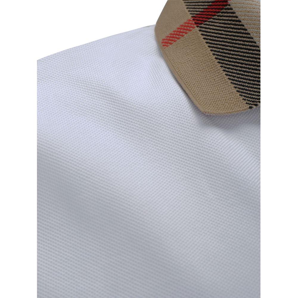 Close-up of Burberry Cody Polo Shirt with Archivio Check collar and monochrome design