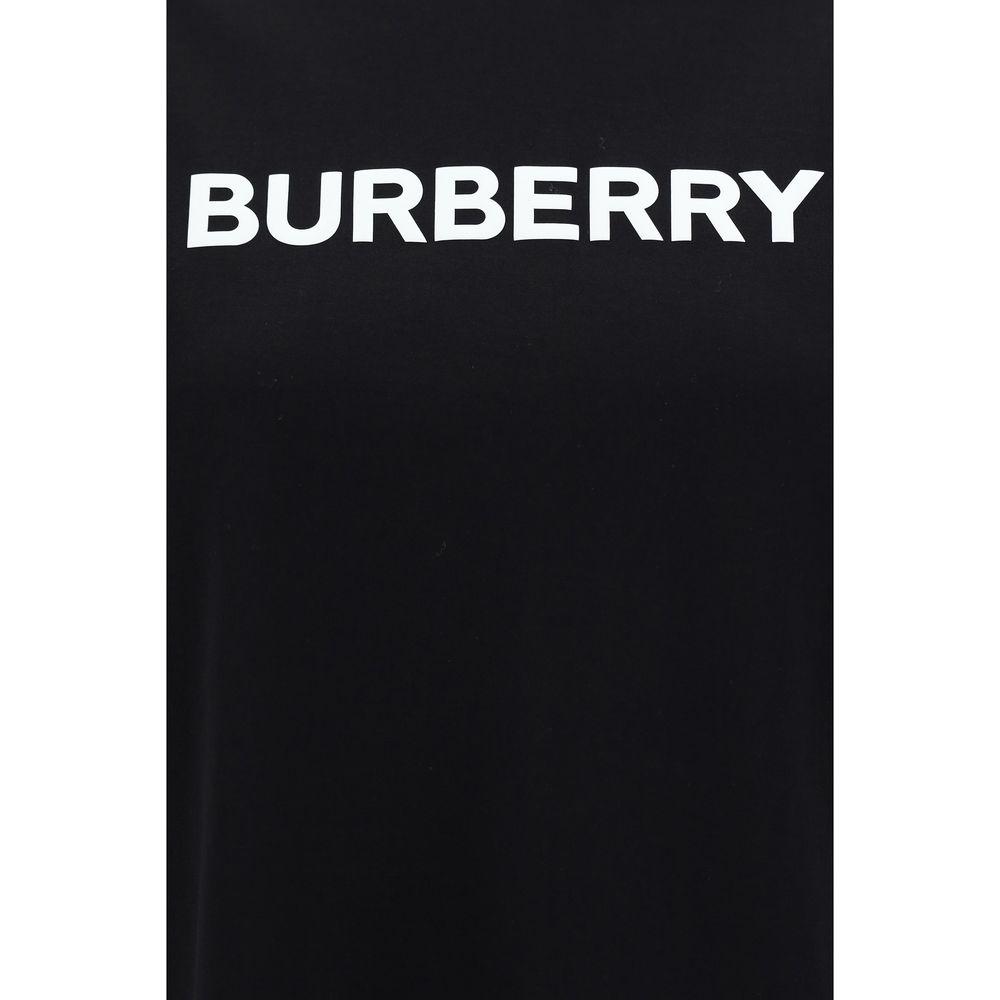 Burberry cotton T-shirt with ribbed crew neck and iconic brand monogram on black, featuring a monochrome pattern and regular fit.