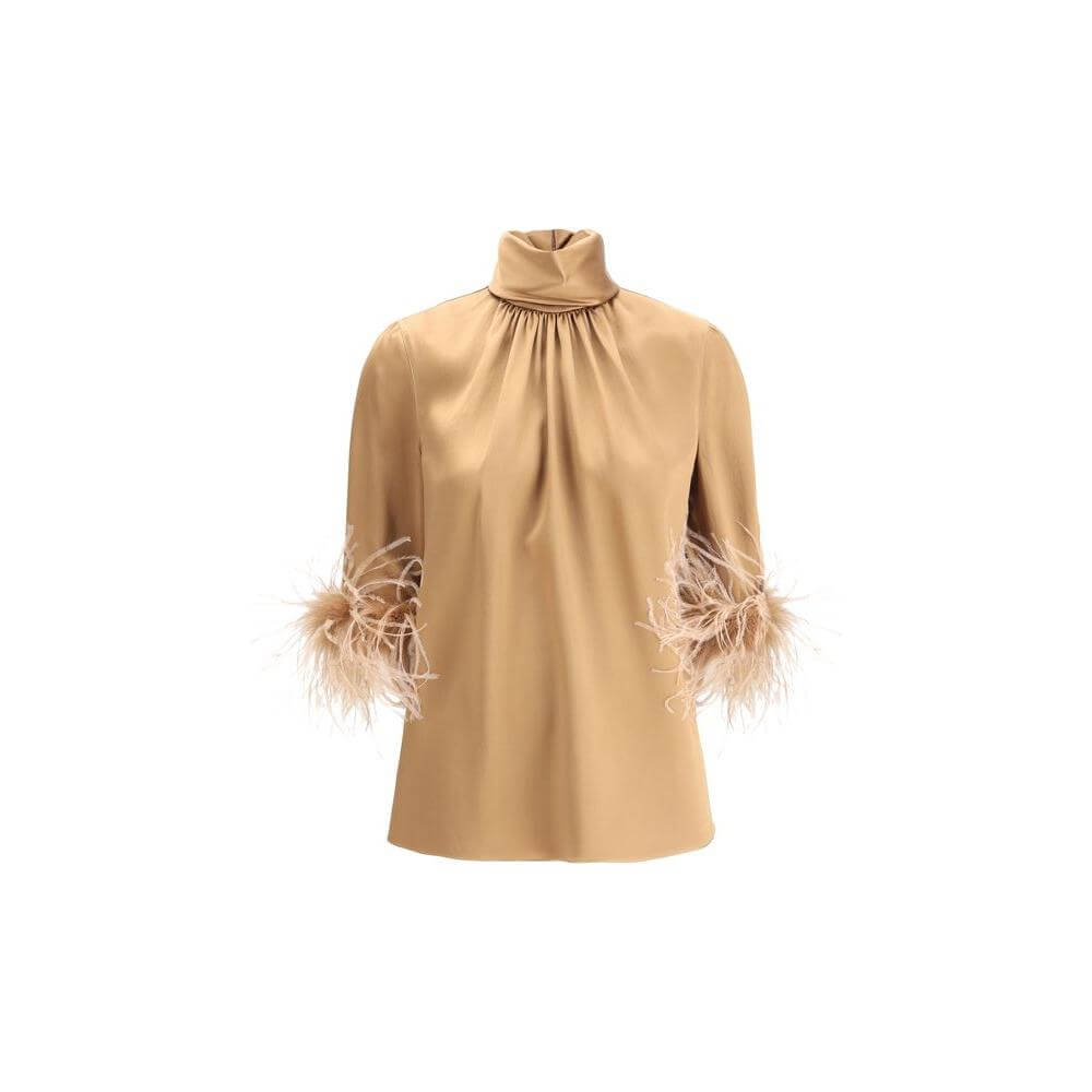 Dolce & Gabbana Feathers Blouse Dolce & Gabbana Tan
