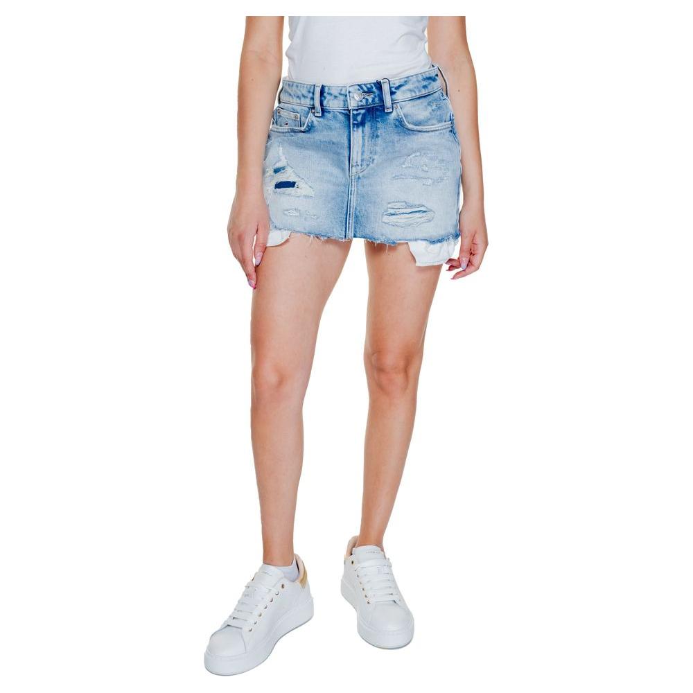 Tommy Hilfiger Jeans Light Blue Recycled Cotton Skirt Tommy Hilfiger Jeans Gray