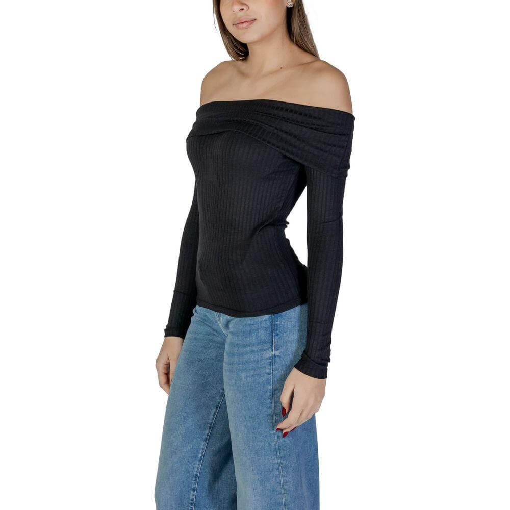 Jacqueline De Yong Black Viscose Tops & T-Shirt Jacqueline De Yong Dark Slate Gray