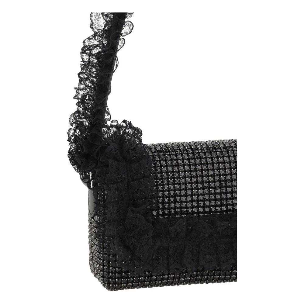 Self-Portrait Crystal Lace Shoulder Bag Self-Portrait Black