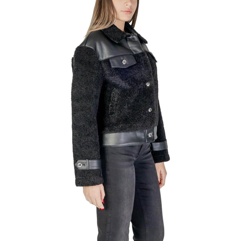 Morgan De Toi Black Polyester Jackets & Coat Morgan De Toi Dark Slate Gray