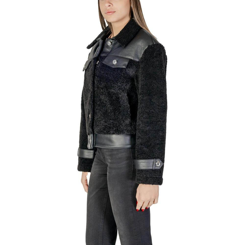 Morgan De Toi Black Polyester Jackets & Coat Morgan De Toi Dark Slate Gray
