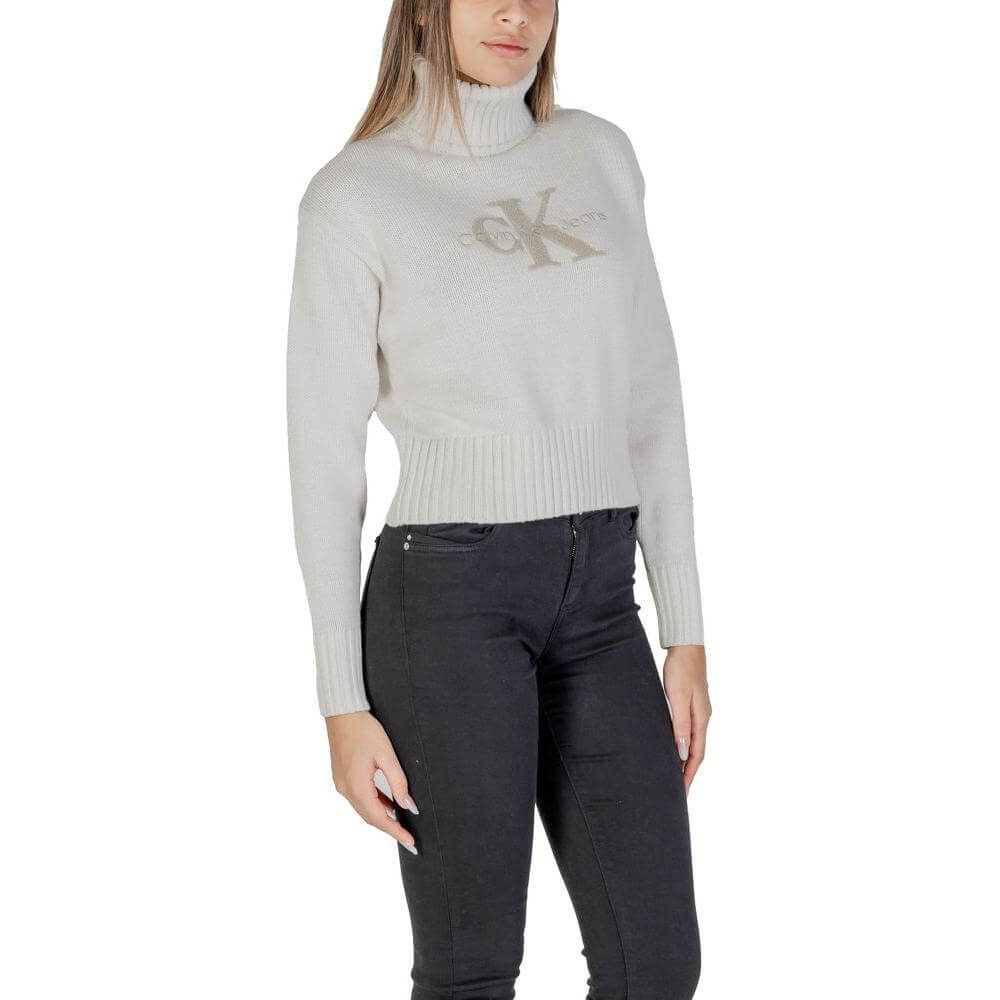 Calvin Klein Jeans Cream Cotton Sweater Calvin Klein Jeans Dark Slate Gray