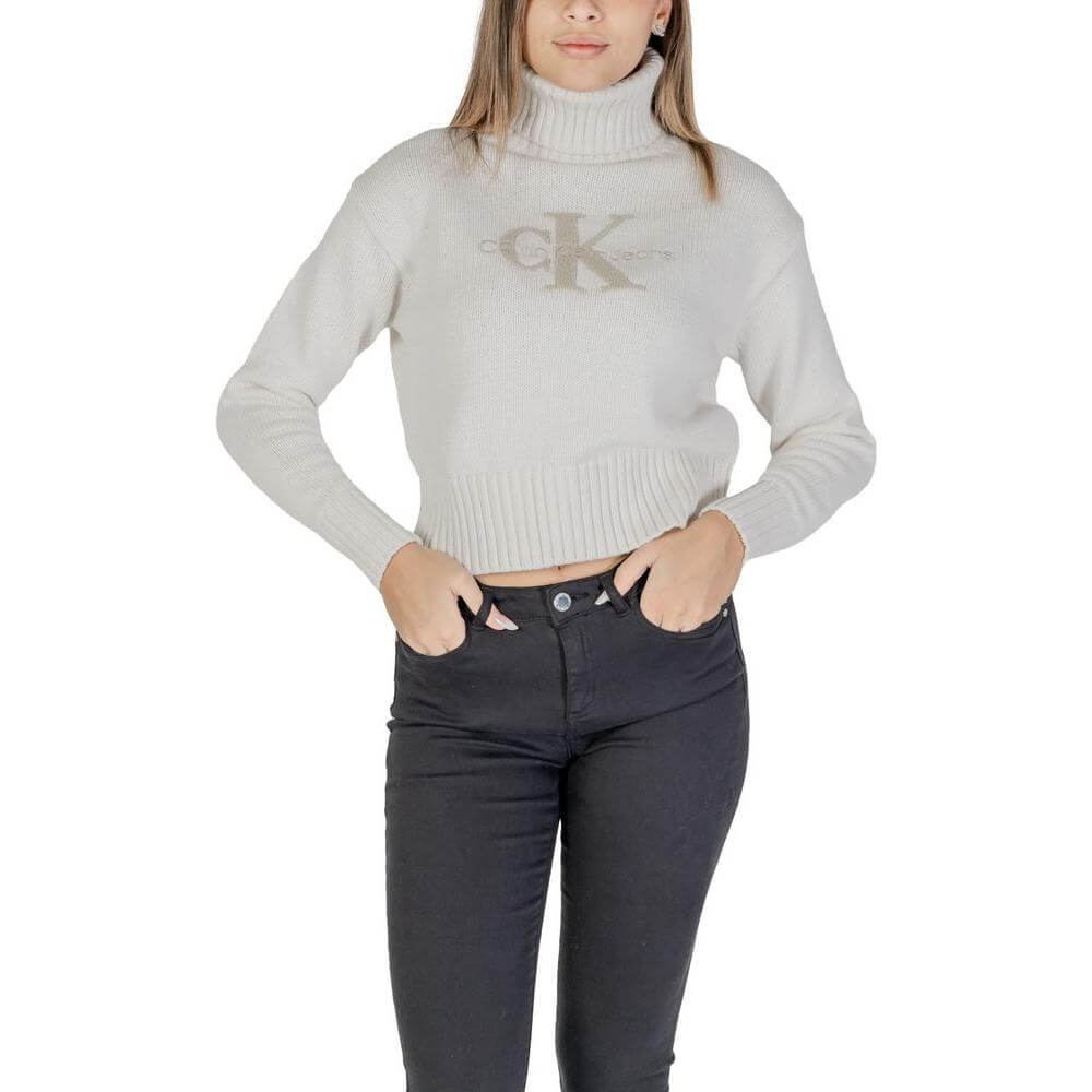 Calvin Klein Jeans Cream Cotton Sweater Calvin Klein Jeans Dark Slate Gray