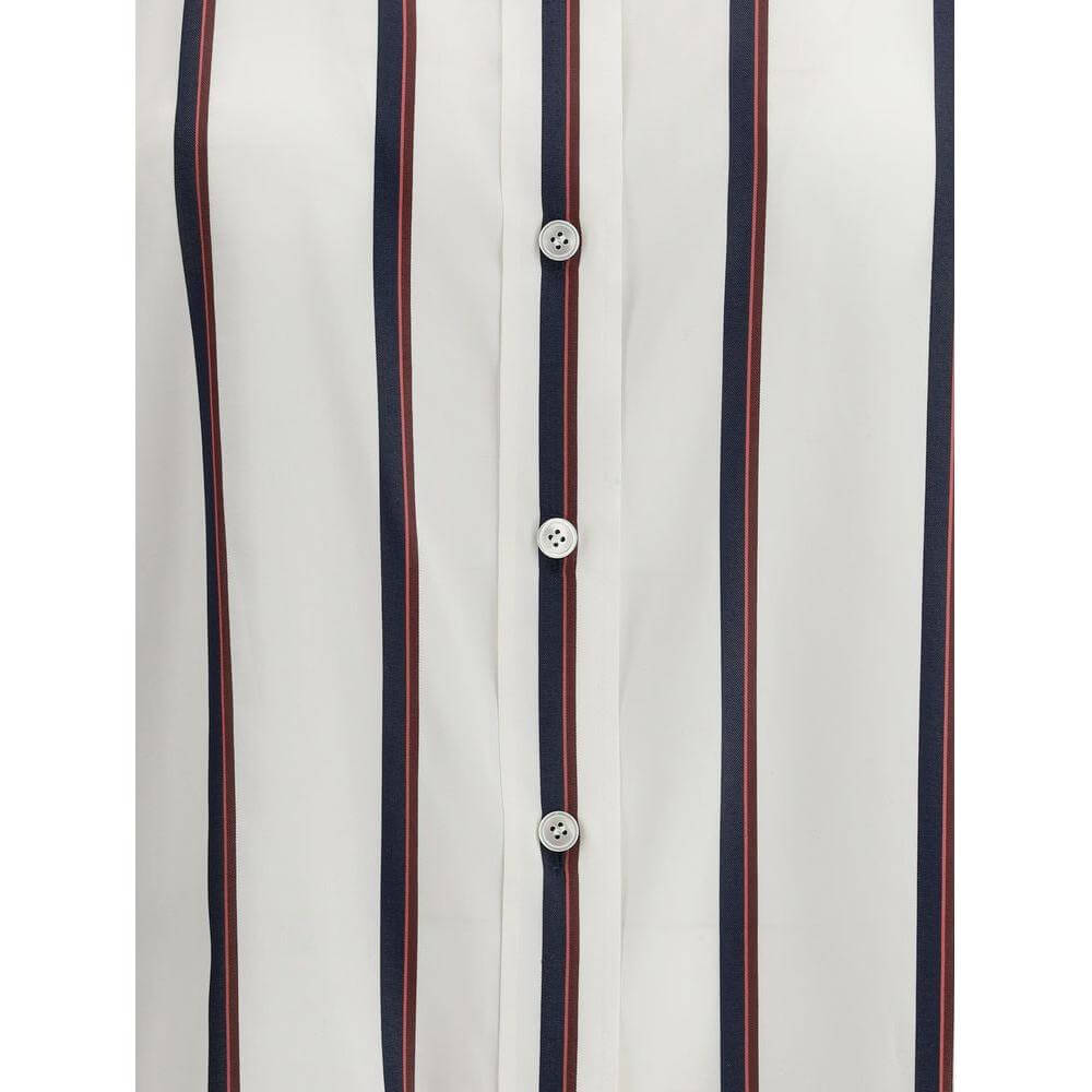 Alexander McQueen Silk Striped Shirt Alexander McQueen Light Gray