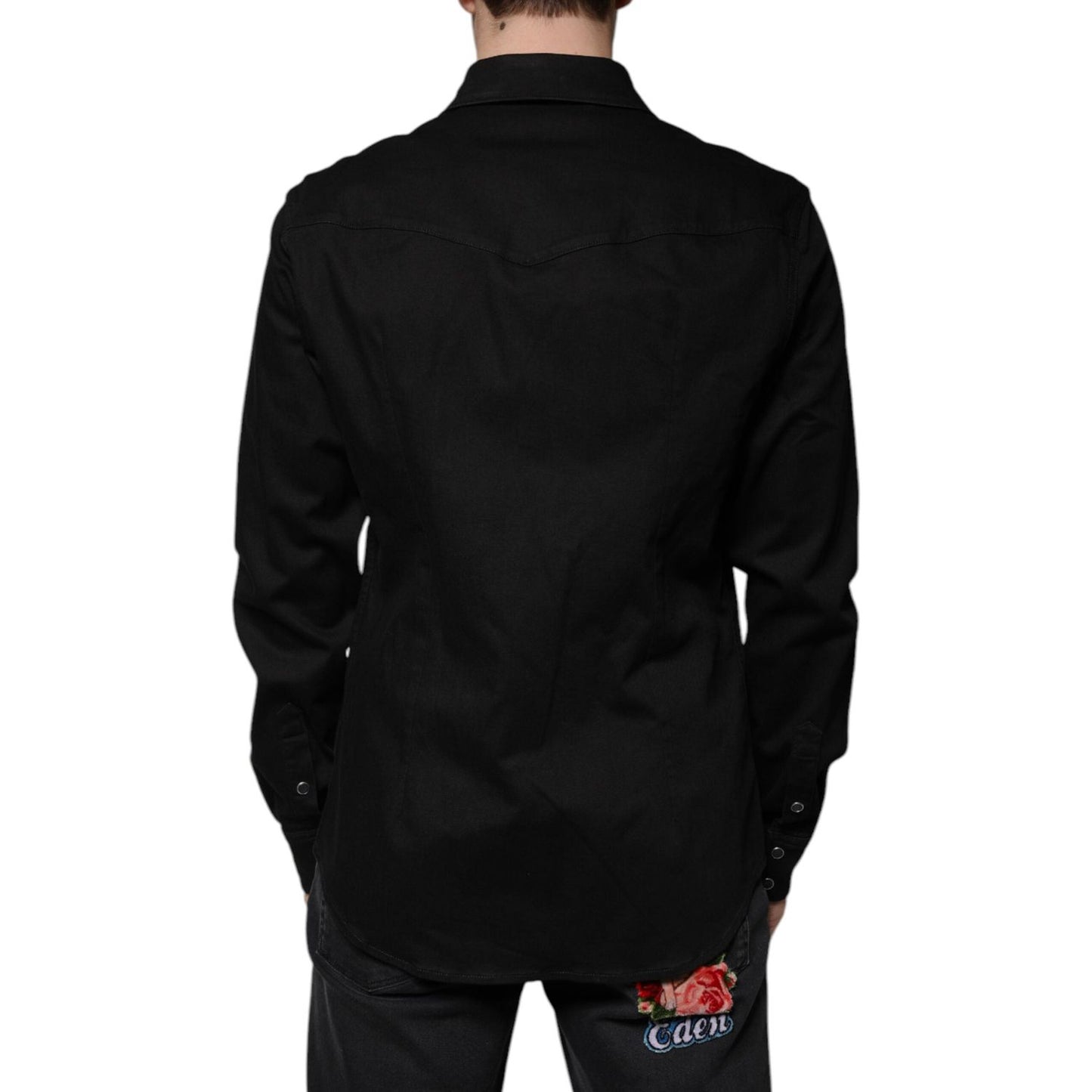 Dolce & Gabbana Black Cotton Collared Button Down Shirt Dolce & Gabbana Black