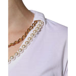 Dolce & Gabbana White Cotton Necklace Chain Short Sleeves T-shirt TSH87552-38