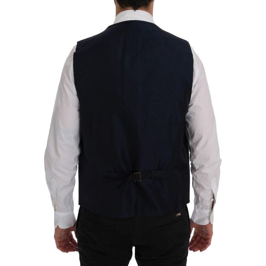Dolce & Gabbana Elegant Striped Wool Blend Waistcoat Vest Dolce & Gabbana Black