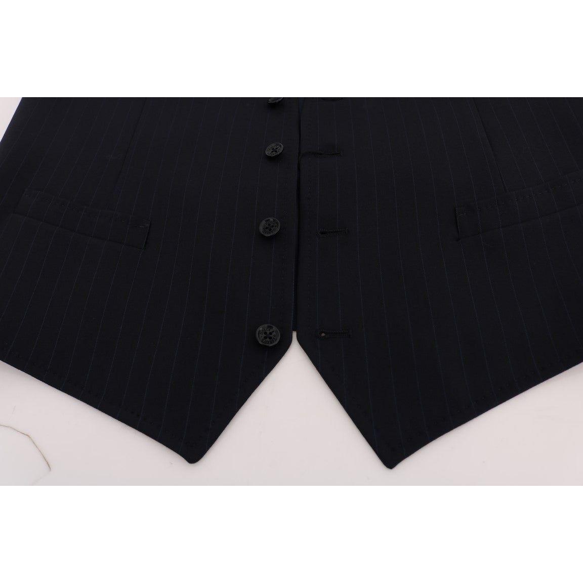 Dolce & Gabbana Elegant Striped Wool Blend Waistcoat Vest Dolce & Gabbana Light Gray