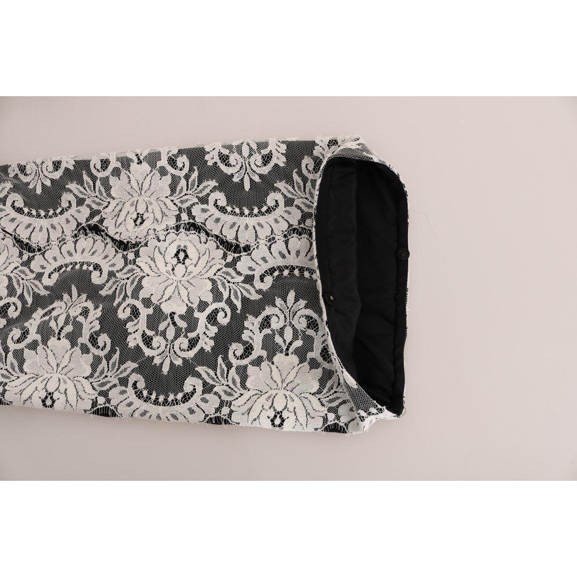 Dolce & Gabbana Elegant Silk Floral Lace Kaftan Maxi Dress Dolce & Gabbana Gray
