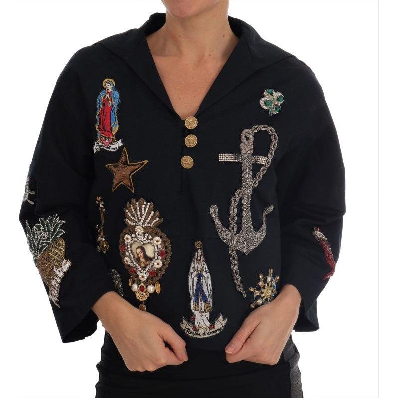 Dolce & Gabbana Enchanted Blue Crystal Embroidered Coat Dolce & Gabbana Rosy Brown