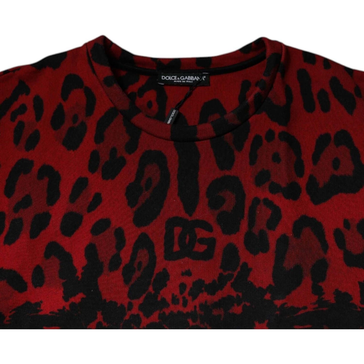 Dolce & Gabbana Red Leopard Print Cotton Sleeveless T-shirt