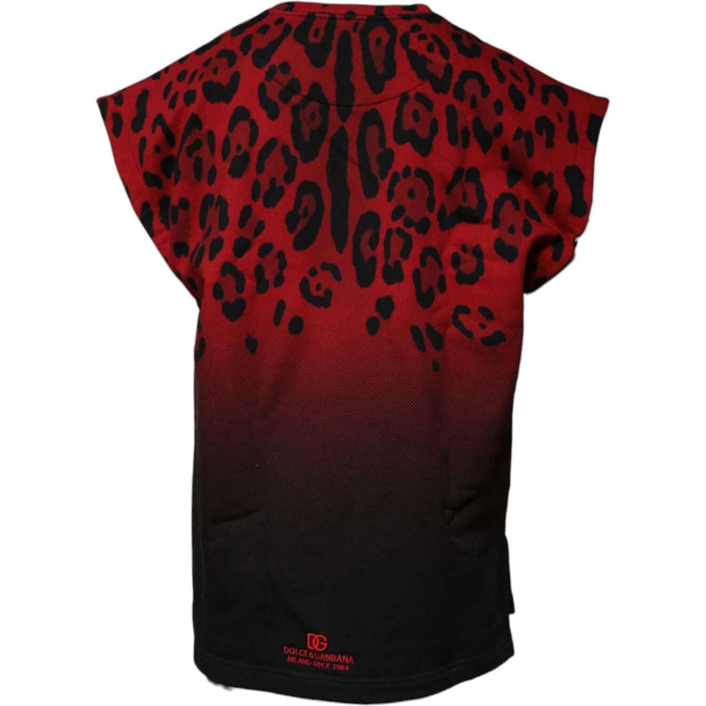 Dolce & Gabbana Red Leopard Print Cotton Sleeveless T-shirt