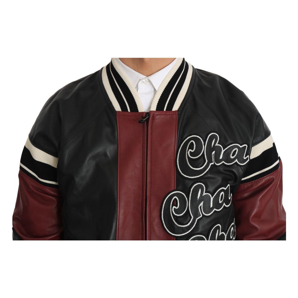 Dolce & Gabbana Exquisite Sheepskin Leather Bomber Jacket MAN COATS & JACKETS Dolce & Gabbana Black
