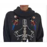 Dolce & Gabbana Fairy Tale Crystal Gray Cashmere Sweater TSH1902-1