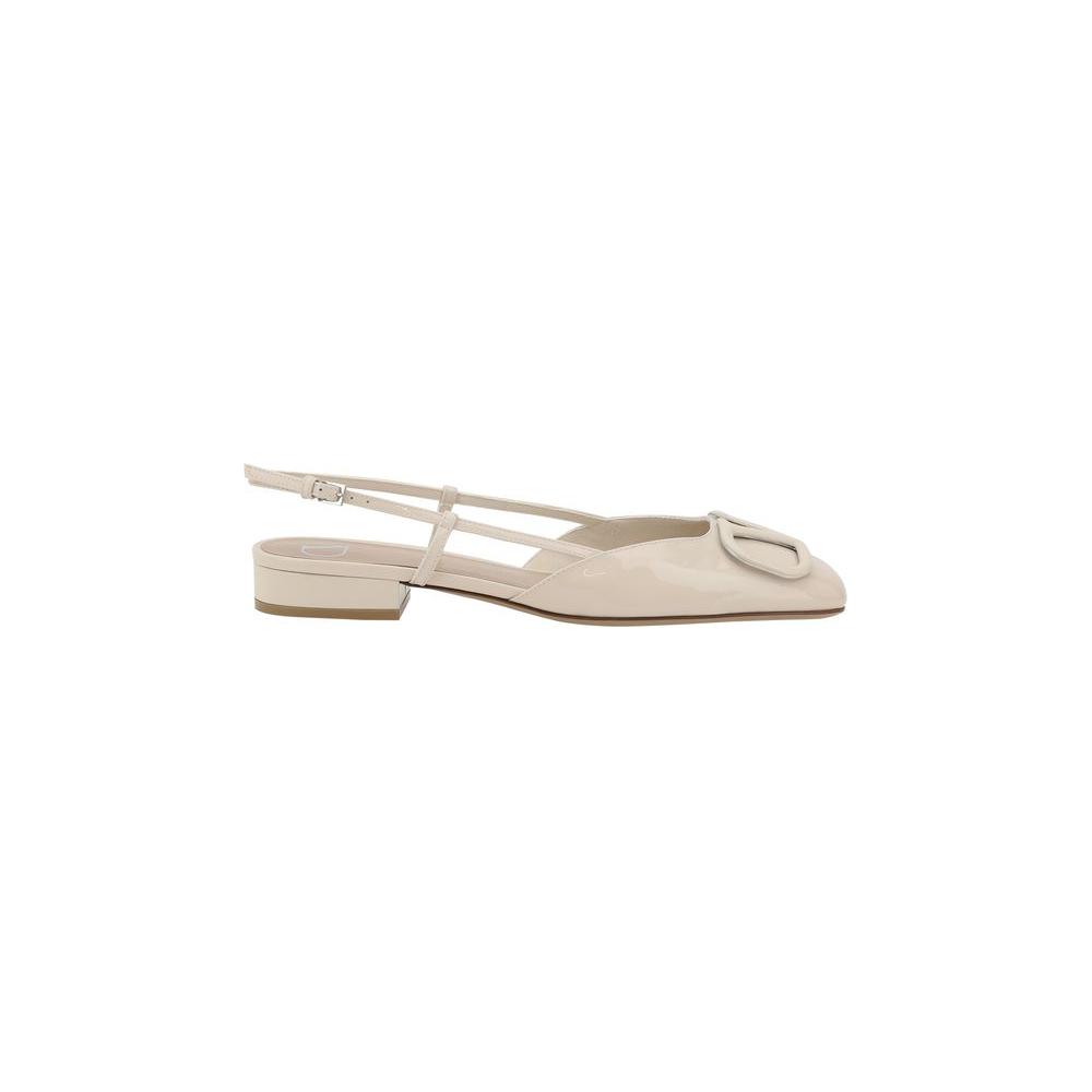 Valentino Garavani VLogo Ballerinas in leather with square toe, 3D VLogo plaque, adjustable slingback, and logo-embossed insole.