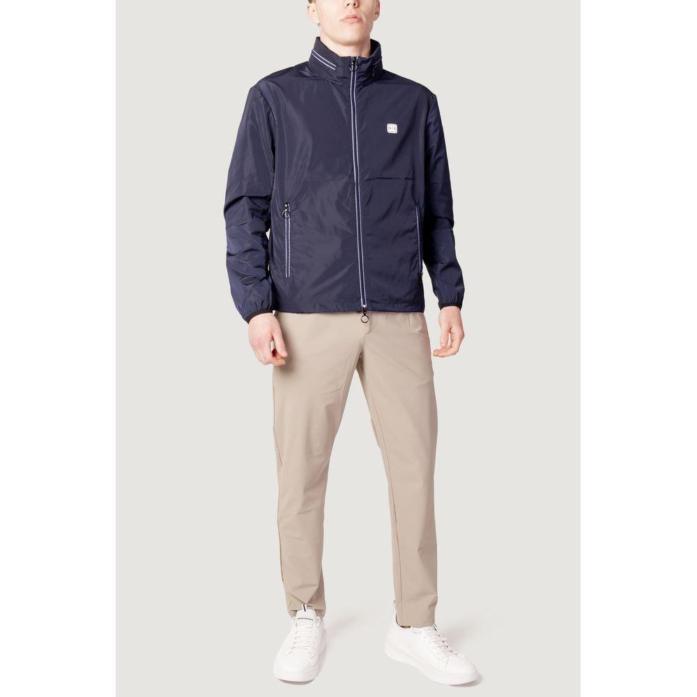 Armani Exchange Blue Polyester Jacket Armani Exchange Light Gray