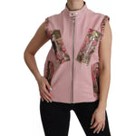 Dolce & Gabbana Pink Leather Sleeveless Vest Jacket Blouse TSH3878-38