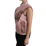 Dolce & Gabbana Pink Leather Sleeveless Vest Jacket Blouse TSH3878-38