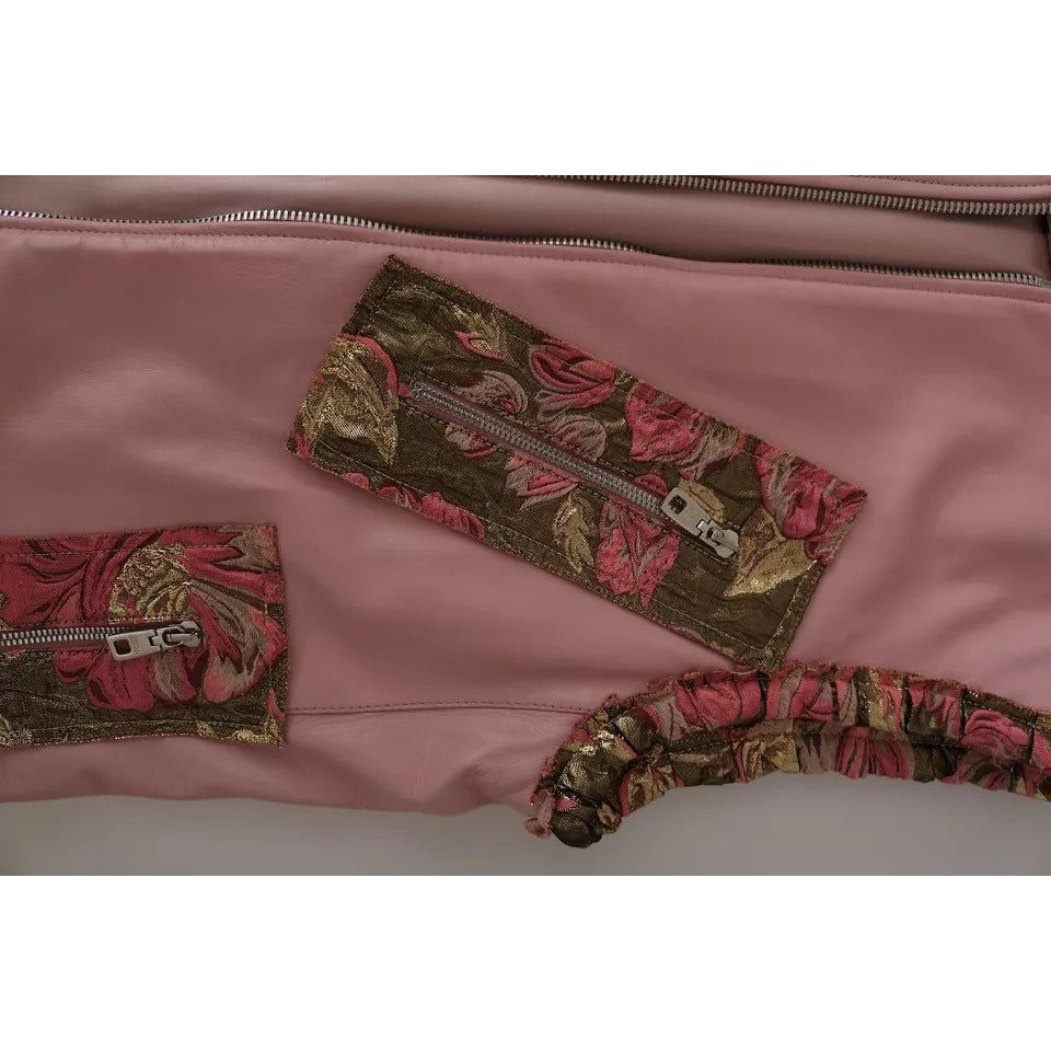 Dolce & Gabbana Pink Leather Sleeveless Vest Jacket Blouse TSH3878-38