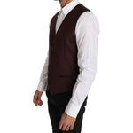 Dolce & Gabbana Purple Pattern Wool Silk Waistcoat Vest TSH2651-48