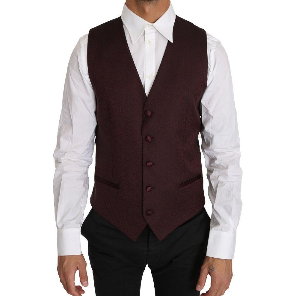 Dolce & Gabbana Purple Pattern Wool Silk Waistcoat Vest TSH2651-48