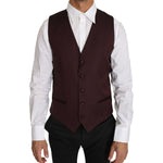 Dolce & Gabbana Purple Pattern Wool Silk Waistcoat Vest TSH2651-48