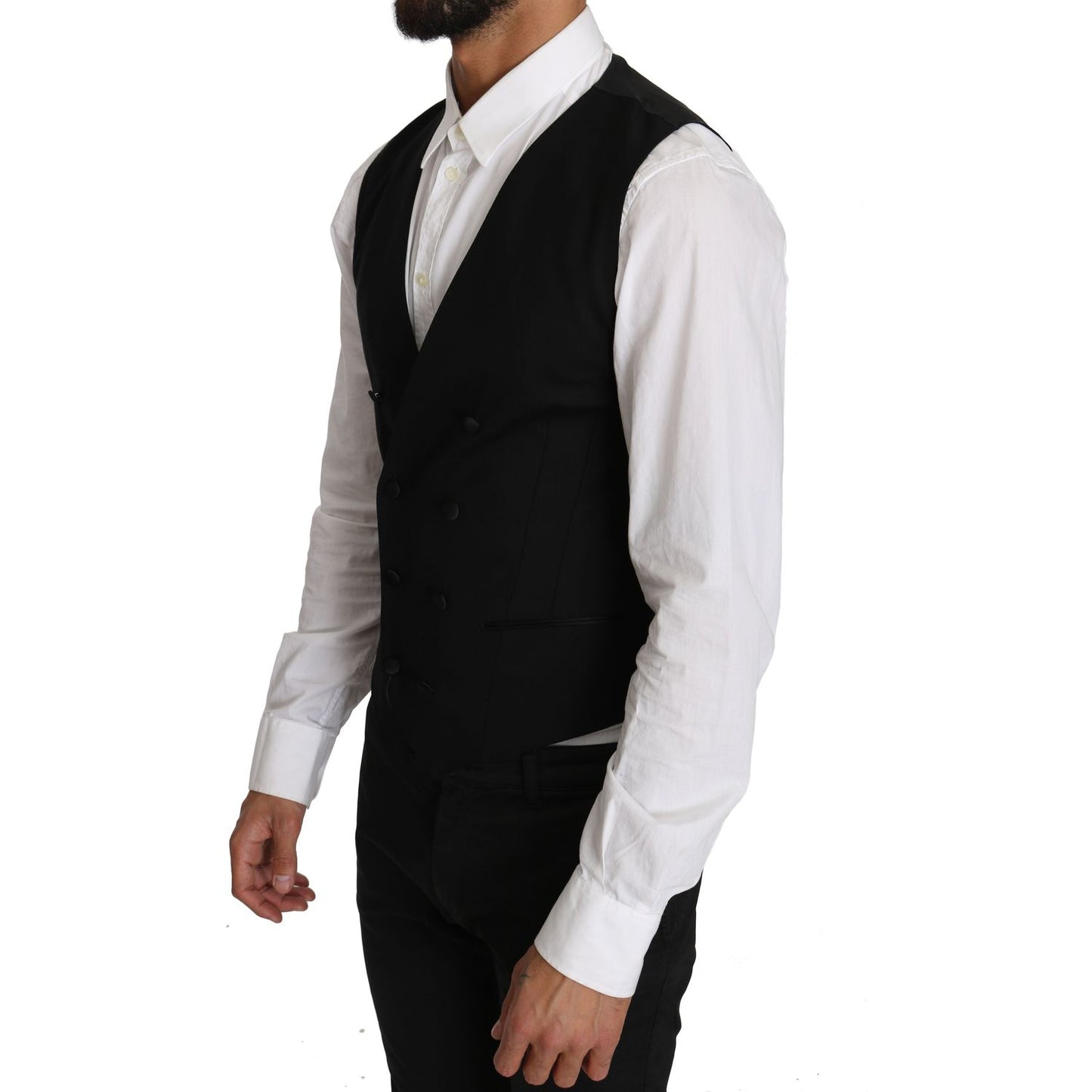 Dolce & Gabbana Sleek Double Breasted Slim Fit Wool Vest Dolce & Gabbana Light Gray