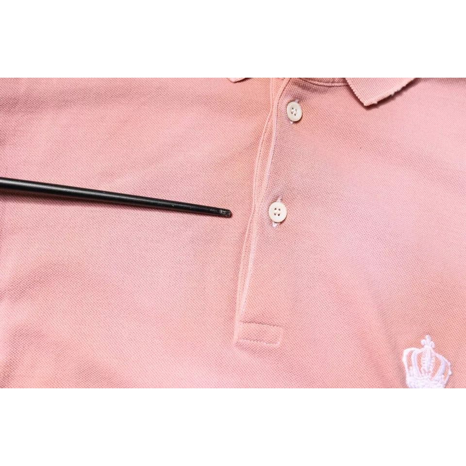 Dolce & Gabbana Pink Crown Collared Short Sleeve Polo T-shirt TSH87700-46