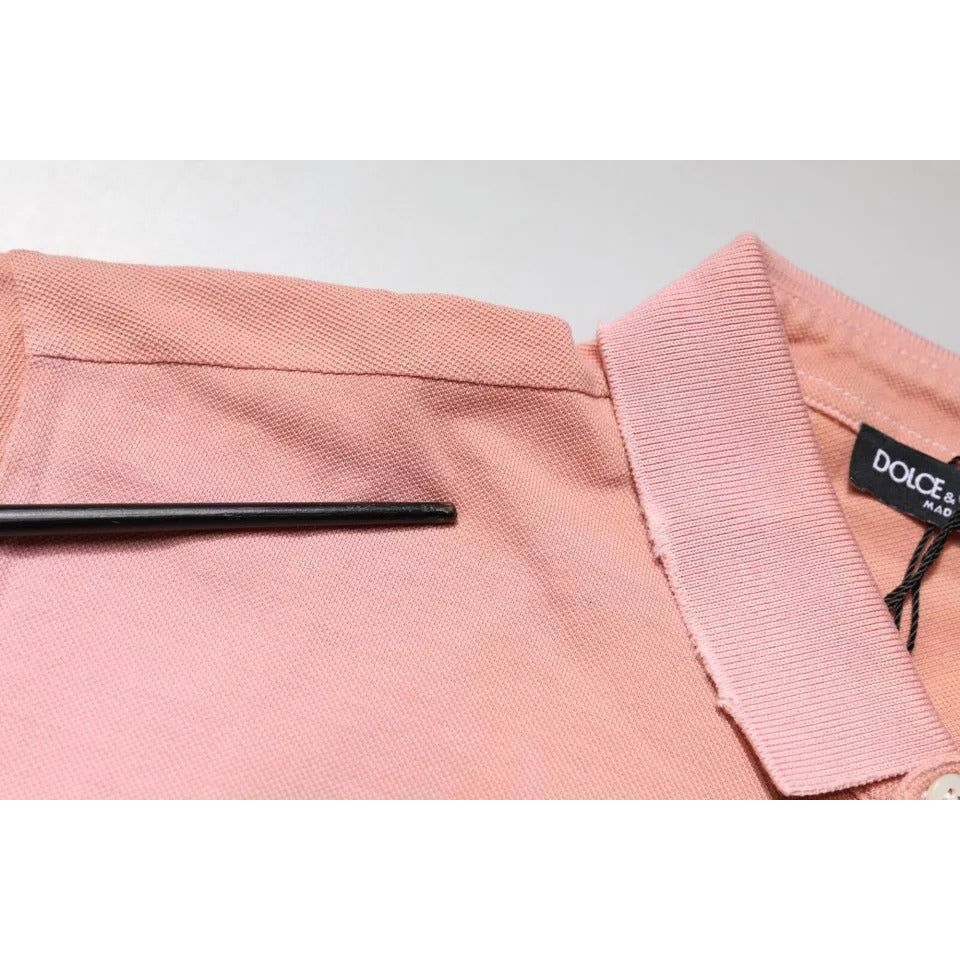 Dolce & Gabbana Pink Crown Collared Short Sleeve Polo T-shirt TSH87701-48