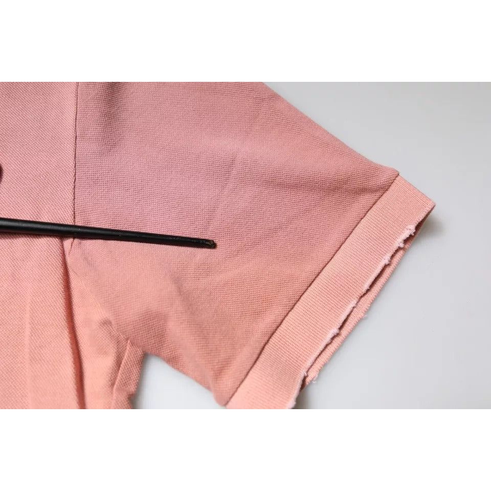 Dolce & Gabbana Pink Crown Collared Short Sleeve Polo T-shirt TSH87703-50
