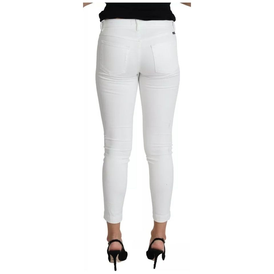 Dolce & Gabbana White Cotton Distressed Pretty Fit Denim Jeans PAN71383-38