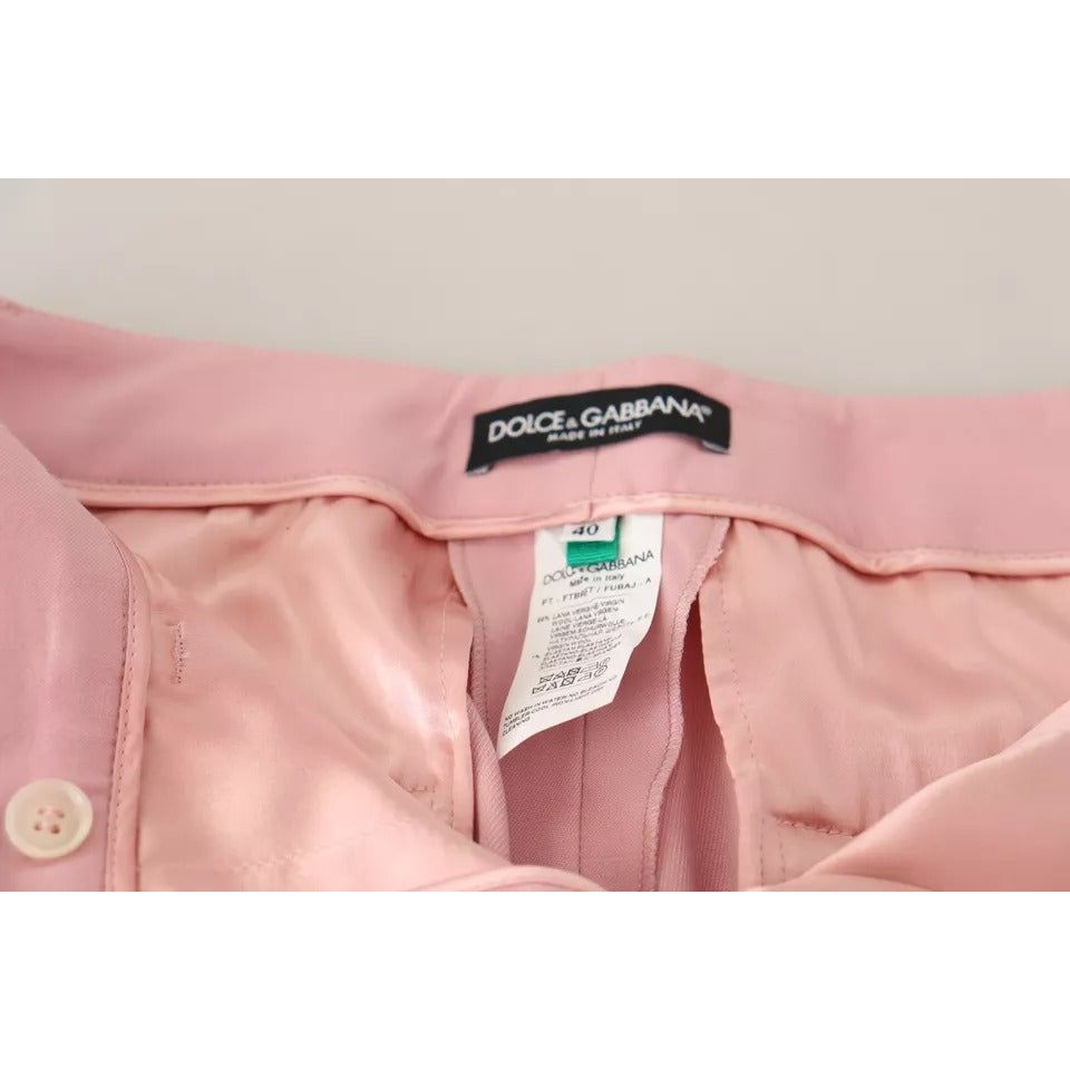Dolce & Gabbana Pink Wool Mid Waist Tapered Pants PAN72808-40