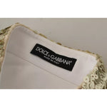 Dolce & Gabbana White Cotton Collared Long Sleeves Sequin Top Shirt TSH7626-38