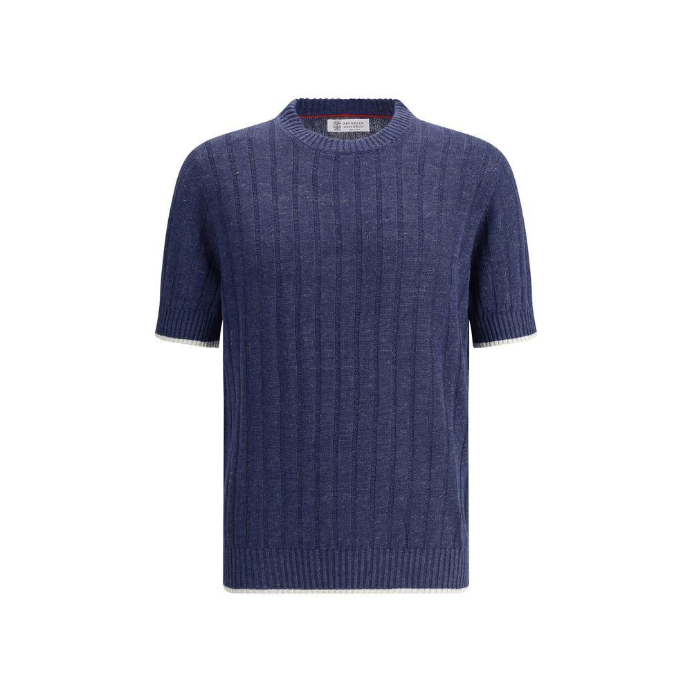 Brunello Cucinelli Ribbed T-Shirt Brunello Cucinelli Dark Slate Gray