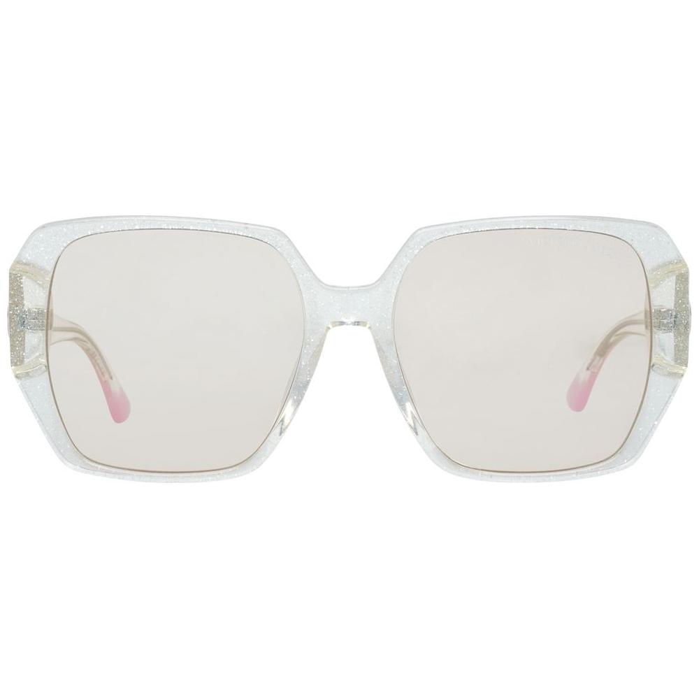 Victoria's Secret transparent plastic sunglasses VS0016-5825Z with UVB protection, 58-18-140mm dimensions, oval shape.
