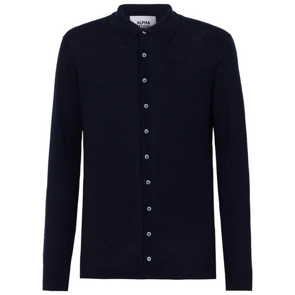 Alpha Studio Blue Cotton Shirt