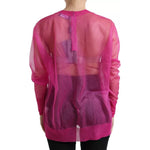 Dolce & Gabbana Pink Sheer Long Sleeves Crewneck Top Blouse TSH84249-38